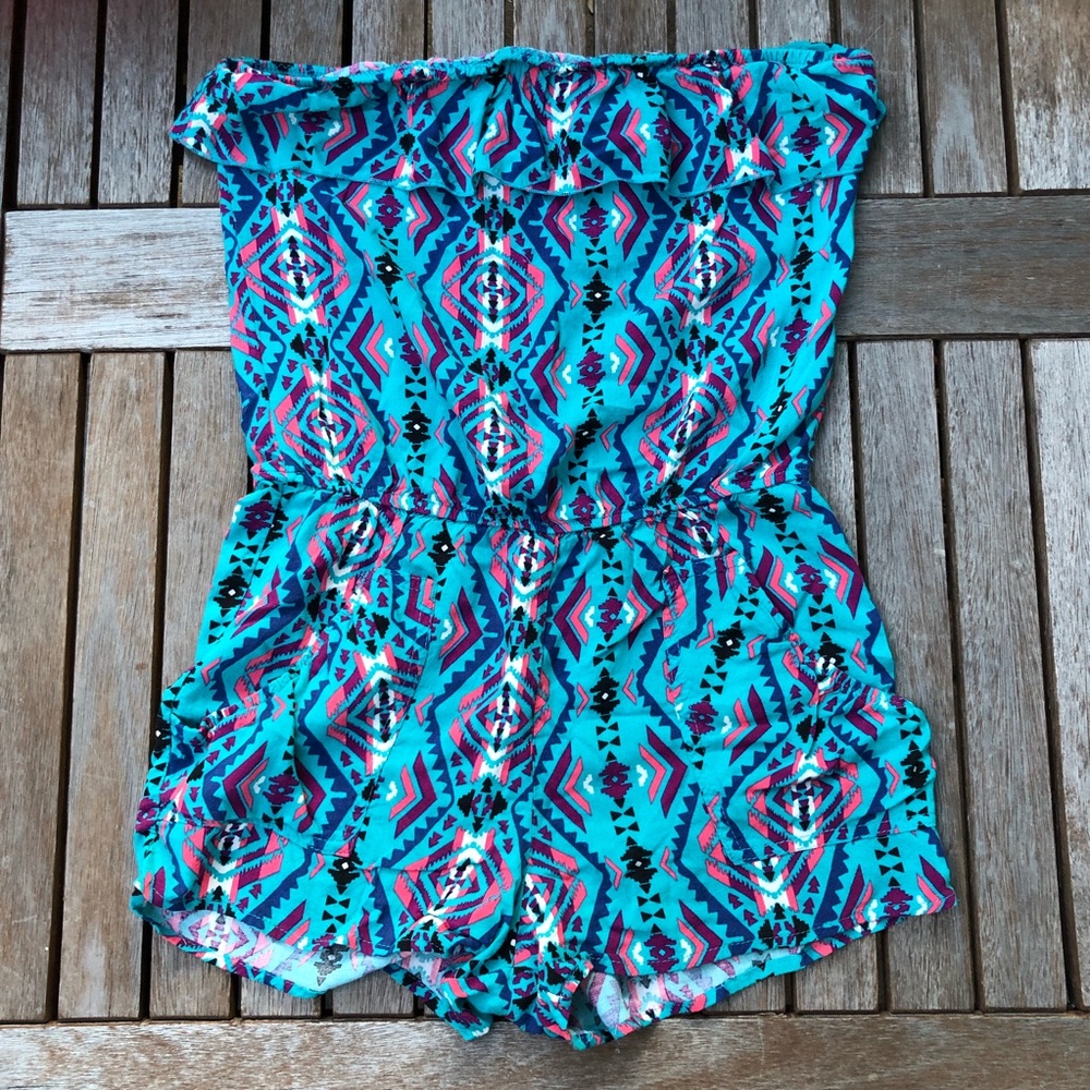 Blue tribal pattern romper
